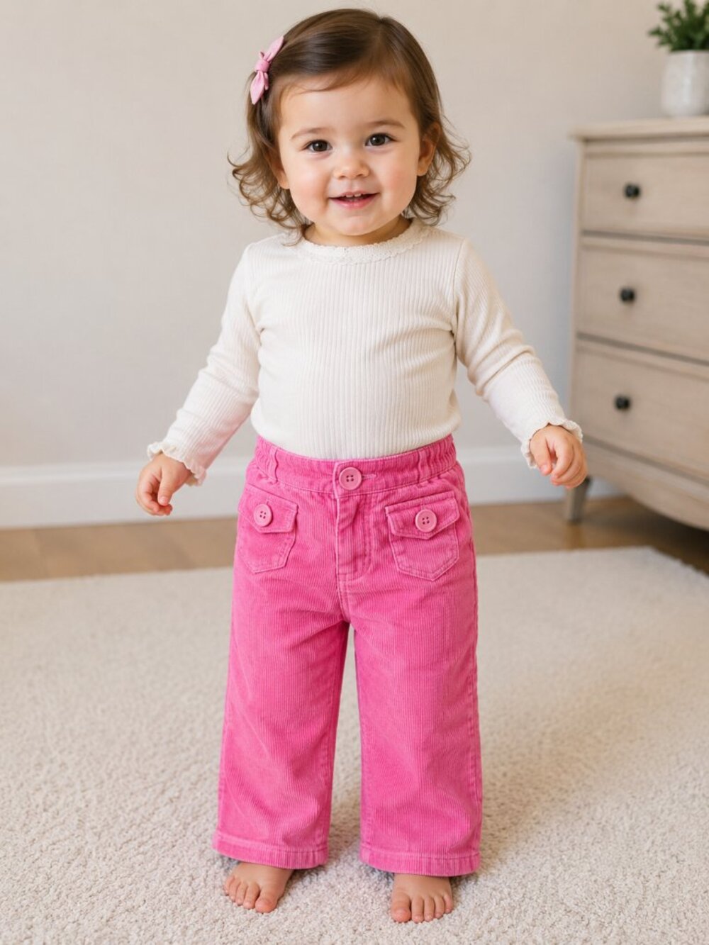 Baby Gap Girls Hot Pink Flared Leg Corduroy Pants 18-24 months